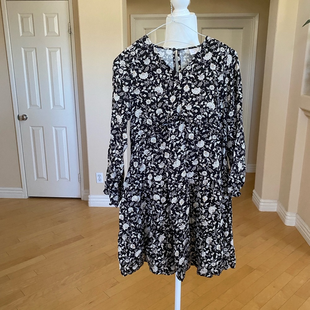 Zara Kids Floral Black and White Dress